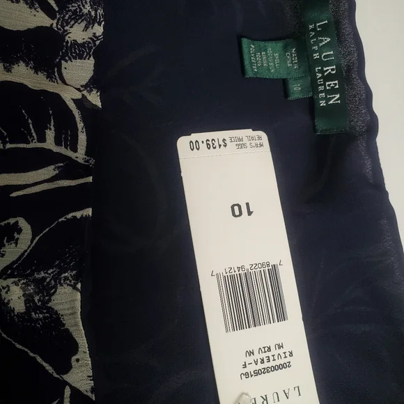 Vintage Lauren Ralph Lauren Women's 10 Silk Lined Floral Flare Midi Skirt New - Picture 3 of 3